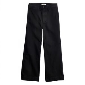 Madewell Emmett Pant Wide Leg Crop Black Canvas Women 31P Petite High Rise